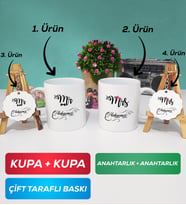 İkili Çiftlere Özel Mr Mrs Sevgiliye Hediye Kupa Bardak Anahtarlık