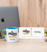 Maden Teknolojisi Öğretmeni Mavi Kupa Bardak Ve Masa İsimliği Hediye Seti