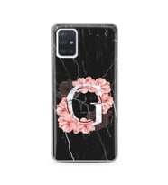 Mermer Çiçekli Harf Tasarım Süper Şeffaf Silikon Telefon Kılıfı Samsung A51 G-Ha