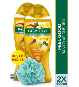 Palmolive Aroma Sensations Feel Good İpeksi Banyo ve Duş Jeli 500 ml x 2 Adet + Duş Lifi Hediye