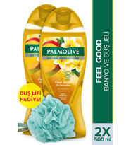 Palmolive Aroma Sensations Feel Good İpeksi Banyo ve Duş Jeli 500 ml x 2 Adet + Duş Lifi Hediye