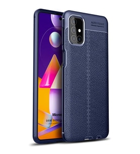 Microsonic Samsung Galaxy M51 Kılıf Deri Dokulu Silikon Lacivert