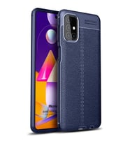 Microsonic Samsung Galaxy M51 Kılıf Deri Dokulu Silikon Lacivert