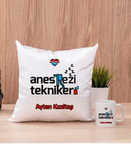 Anestezi Teknikeri Kare Yastık ve Beyaz Kupa Bardak