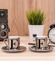 Baş Harfli İkili Silver Kahve Fincanı Takımı