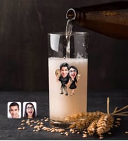 BK Gift Kişiye Özel Sevgililer Karikatürlü Renkli Baskılı Hiball Bira Bardağı-18 (Beyaz)