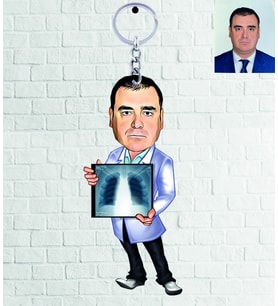Kişiye Özel Doktor Tasarımlı Karikatür Ahşap Anahtarlık Bay-4