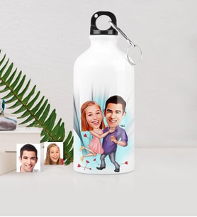 BK Gift Kişiye Özel Sevgili Çift Karikatürlü Metal Suluk 500 Ml 3