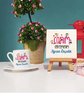 Canım Öğretmenim Türk Kahvesi Fincanı ve Dekoratif Taş Baskı Seti