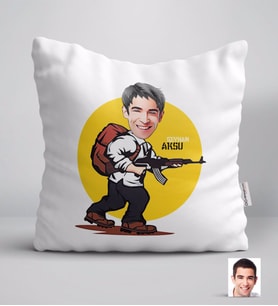 BK Gift Kişiye Özel Erkek PUBG Karikatürlü Yastık-4 (Beyaz)