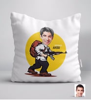 BK Gift Kişiye Özel Erkek PUBG Karikatürlü Yastık-4 (Beyaz)