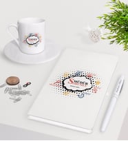 BK Gift Kişiye Özel Sorumlu Müdür Beyaz Defter Kalem Türk Kahvesi Fincanı Seti (Model 1)