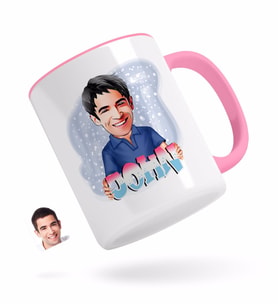 BK Gift Kişiye Özel Erkek İsimli Karikatürlü Pembe Kupa Bardak