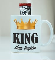Kişiye Özel King Desenli Kupa Bardak - Nescafe Hediyeli