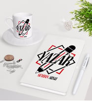 BK Gift Kişiye Özel Yazar Beyaz Defter Kalem Türk Kahvesi Fincanı Seti-3 (Model 1)