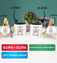 İkili Siyah Siyah Kişiye Özel Sevgililer Günü Hediyesi Kupa Bardak Anahtarlık Hediye Seti