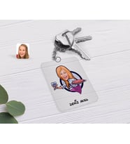 BK Gift Kişiye Özel Kadın Garson Karikatürlü Şeffaf Pleksi Anahtarlık-1 (Beyaz)