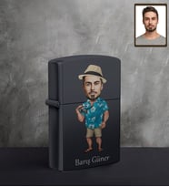 Kişiye Özel Erkek Karikatürlü UV Baskılı Siyah Benzinli Çakmak Model-11