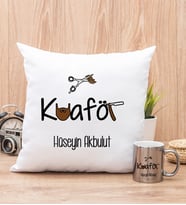Erkek Kuaförü Yastık ve Silver Kupa Bardak
