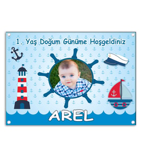 Doğum Günü Afişi Kişiye Özel Resimli ve İsimli Dümen Konsept 70x100cm