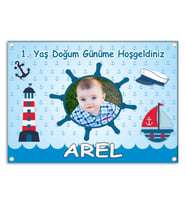 Doğum Günü Afişi Kişiye Özel Resimli ve İsimli Dümen Konsept 70x100cm
