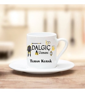 Dalgıç Uzmanı Türk Kahvesi Fincanı (Beyaz)