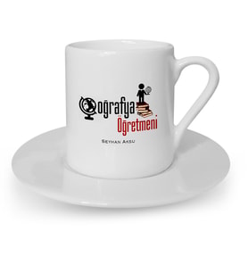 BK Gift Kişiye Özel Coğrafya Öğretmeni Türk Kahvesi Fincanı  2