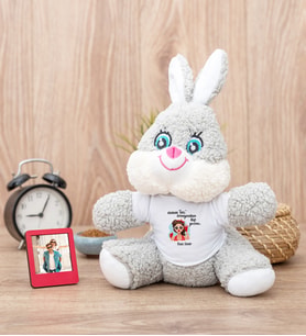 Övmeyeceksen Hiç Yazma Peluş Tavşan ve Mini Fotoğraf Çerçevesi