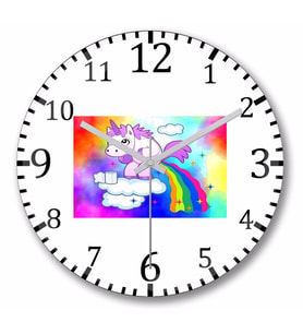 Unicorn  Duvar Saati   Bombeli   Gercek Cam