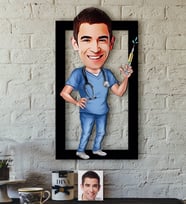 BK Gift Kişiye Özel Bay Doktor Karikatürlü 3D Ahşap Tablo-3
