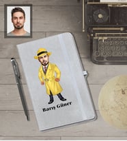 Kişiye Özel Müfettiş Karikatürlü Gri Defter Kalem Hediye Seti  Bay-2