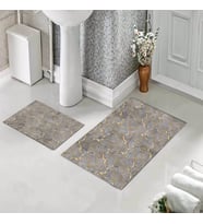 Banyo Halısı Ikili Klozet Takımı Kaymaz Tabanlı (60 xm x 100 cm + 40 cm x 60 cm)  (Gri)