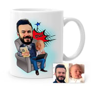 BK Gift Kişiye Özel Baba Oğul Karikatür Beyaz Kupa Bardak  1