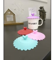 Silikon Bardak Kapağı 4 Lü Set (Kırmızı-Beyaz)