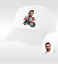BK Gift Kişiye Özel Bay Motorcu Karikatür Beyaz Şapka  1