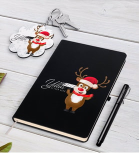 BK Gift Kişiye Özel Yılbaşı Mutlu Yıllar Siyah Defter Kalem ve Anahtarlık Hediye Seti-11 (Model 1)