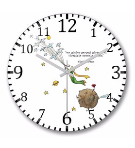 Le Petit Prince Küçük Prens   Duvar Saati Bombeli Gercek Cam