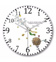 Le Petit Prince Küçük Prens   Duvar Saati Bombeli Gercek Cam