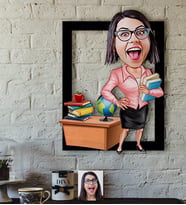 BK Gift Kişiye Özel Bayan Öğretmen Karikatürlü 3D Ahşap Tablo-5