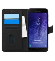Microsonic Samsung Galaxy J4 Kılıf Fabric Book Wallet Siyah