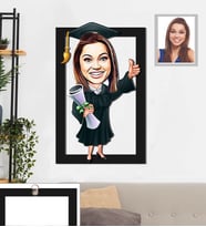 Kişiye Özel Mezuniyet Karikatürlü 3D Ahşap Tablo 30x47 Bayan-1
