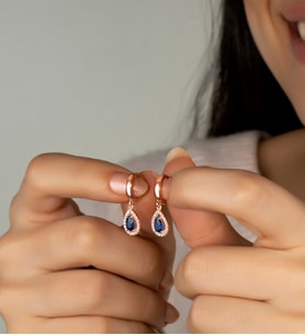 Else Silver Safir Renk Gümüş Damla Küpe