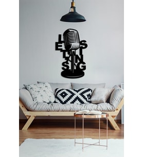3D Görünümlü Ahşap Dekoratif Tablo - LET's Sing 50X70