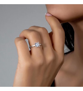 Else Silver Pırlanta Modeli Tek Taşlı Gümüş Yüzük