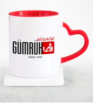 BK Gift Kişiye Özel Mesleki Gümrük Müşaviri Kırmızı Kalpli Kupa Bardak