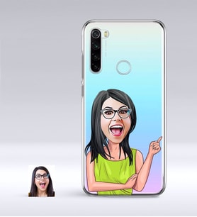 BK Gift Kişiye Özel Bayan Karikatürlü Xiaomi Redmi Note 8 İnce Şeffaf Silikon Telefon Kapağı-19 (Beyaz)