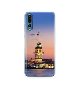 Kız Kulesi Tasarımlı Süper Şeffaf Silikon Telefon Kılıfı Huawei P20 Pro  