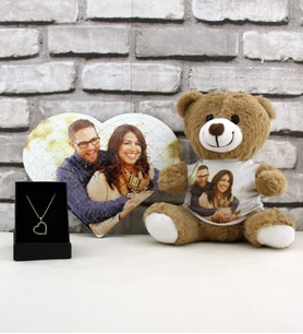 Kişiye Özel Pelüş Ayıcık Kalp Puzzle Kalp Kolye