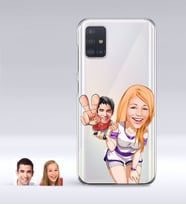 BK Gift Kişiye Özel Sevgililer Karikatürlü Samsung Galaxy A51 İnce Şeffaf Silikon Telefon Kapağı-30 (Beyaz)