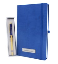 Kişiye Özel Mavi Defter & Gold Detaylı Roller Kalem Hediye Seti (Mavi)